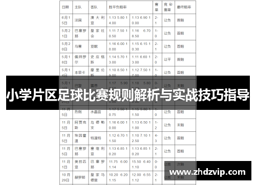 小学片区足球比赛规则解析与实战技巧指导